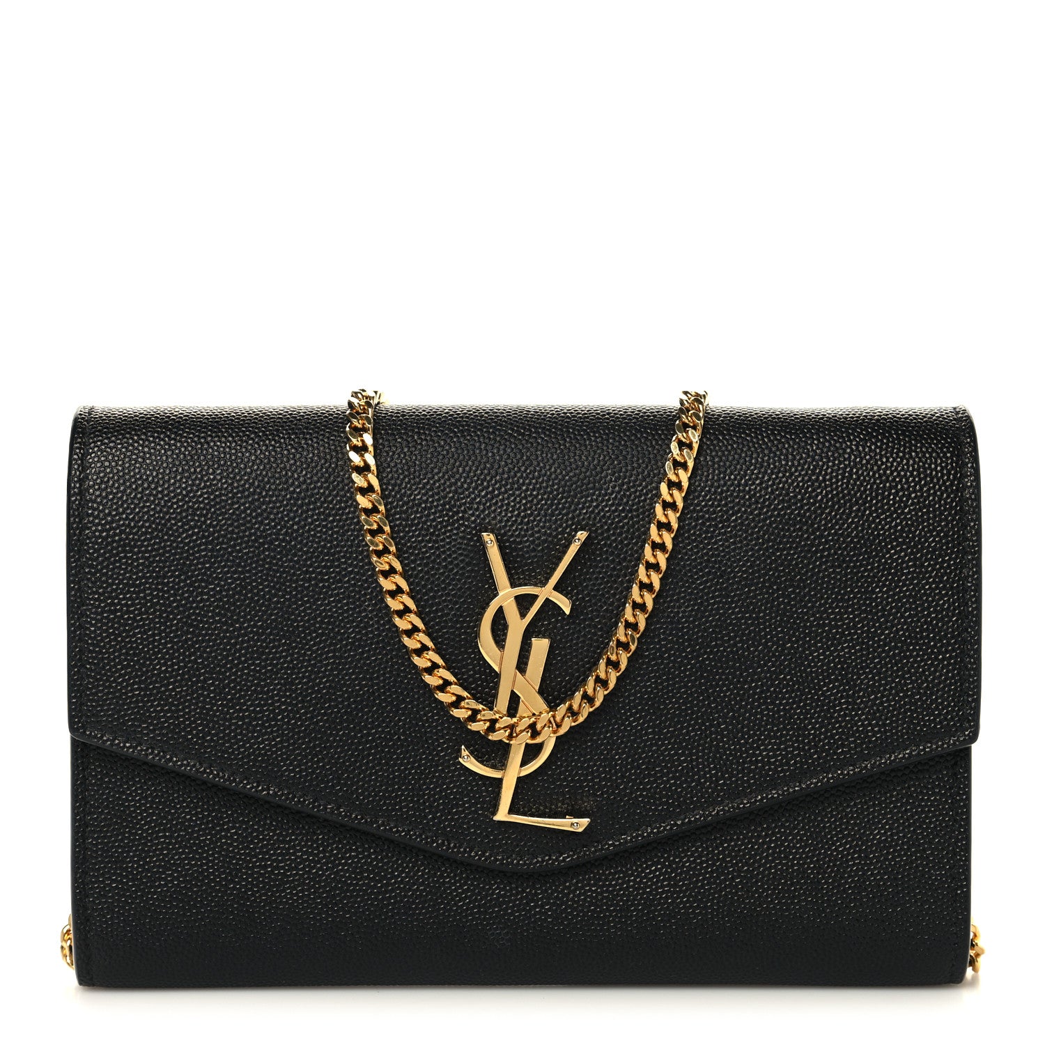 Saint Laurent Grain de Poudre Uptown Chain Wallet Black 1 of 11