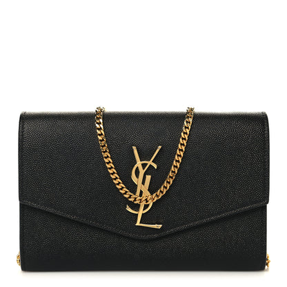 Saint Laurent Grain de Poudre Uptown Chain Wallet Black 1 of 11