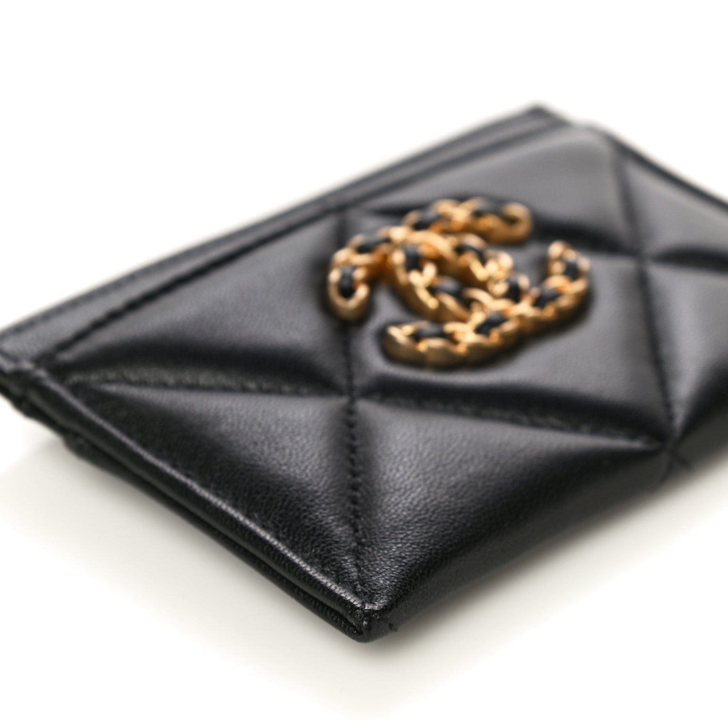 Chanel Lambskin Quilted Chanel 19 Card Holder Black 9 of 11