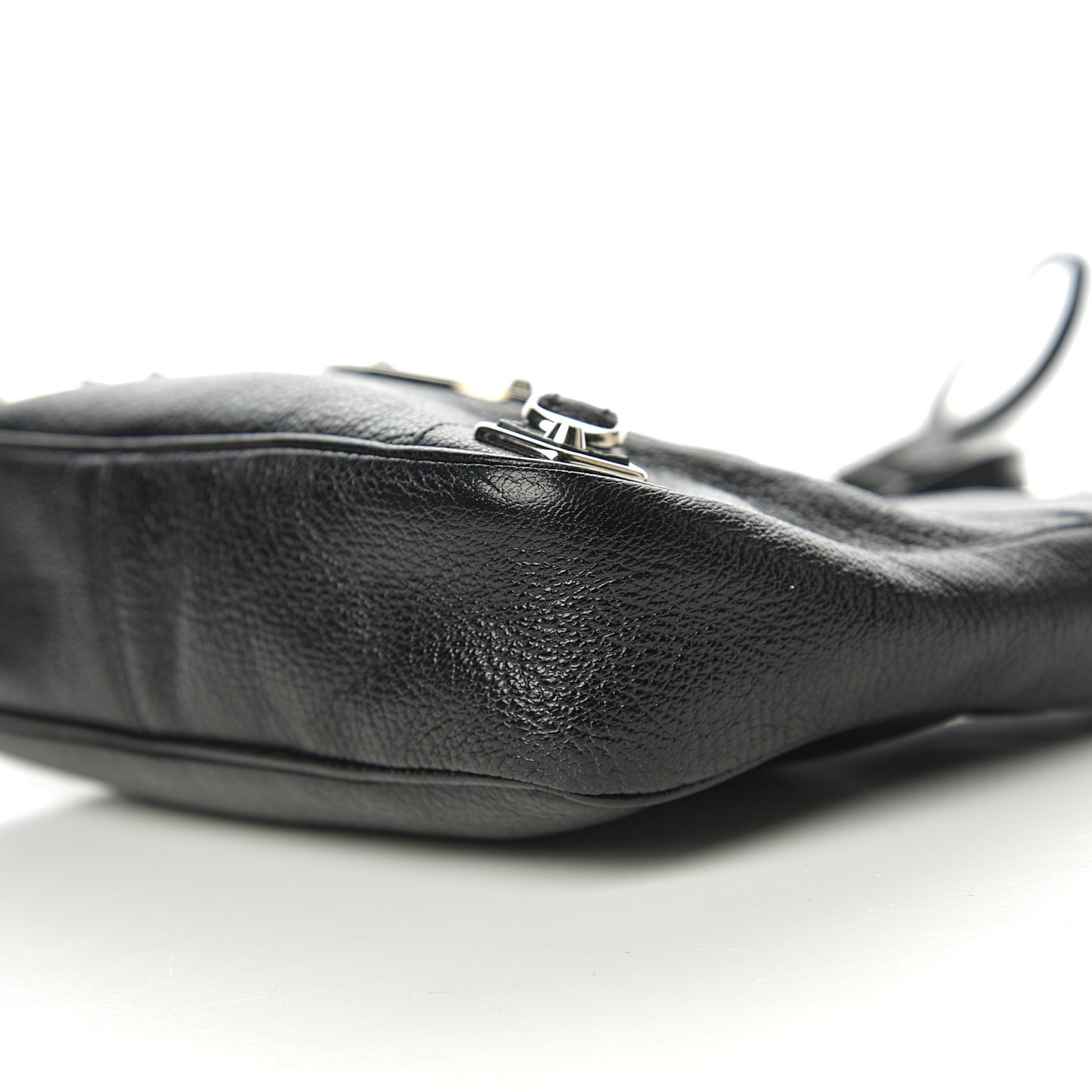 Chevre Silver Metallic Edge Hardware Hip Black