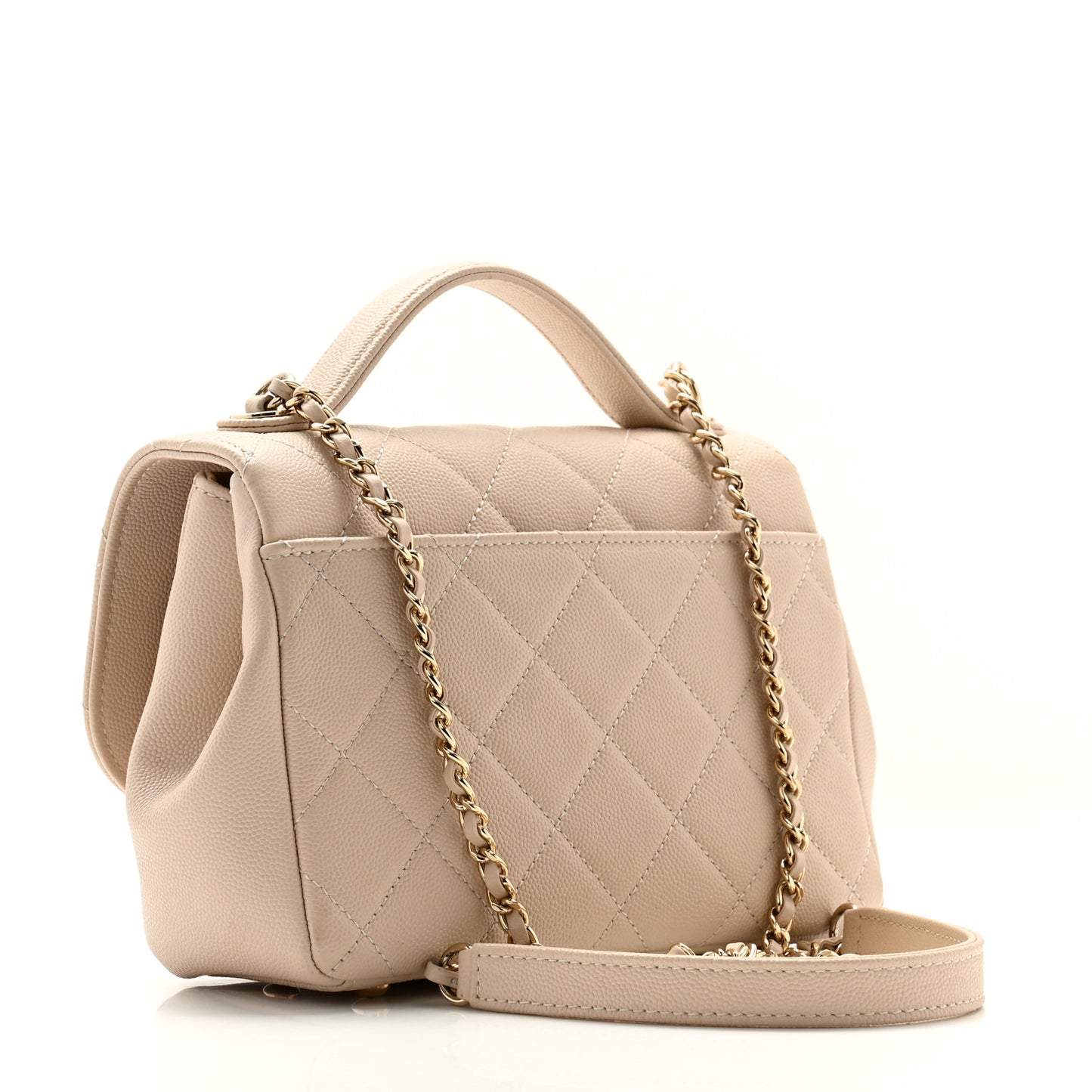 Caviar Quilted Small Business Affinity Flap Beige