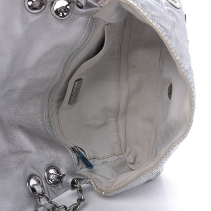 Chanel Metallic Lambskin Perforated Quilted Medium CC Medals Flap Silver 6 of 10