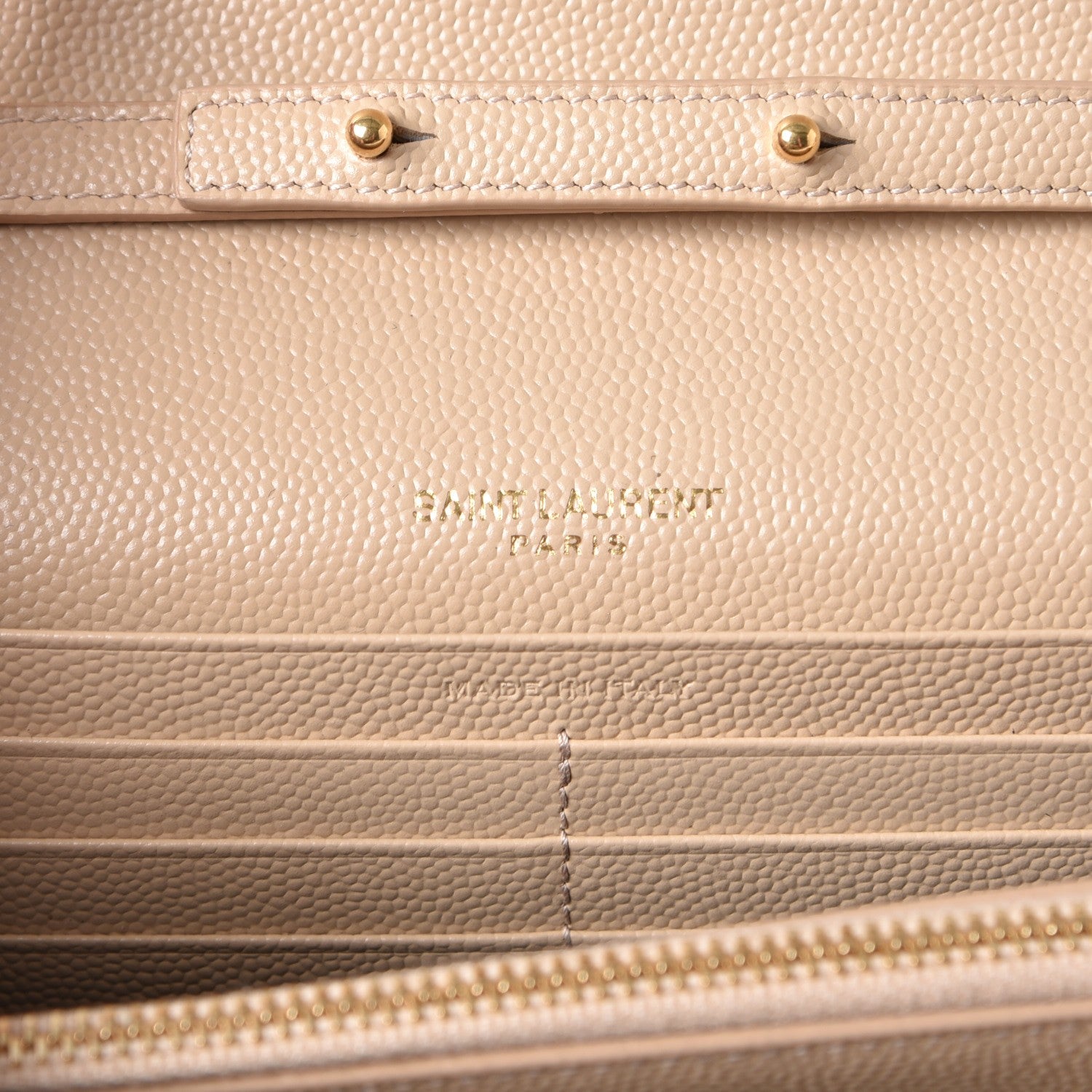 Saint Laurent Grain De Poudre Matelasse Chevron Monogram Chain Wallet Nude Powder 6 of 7