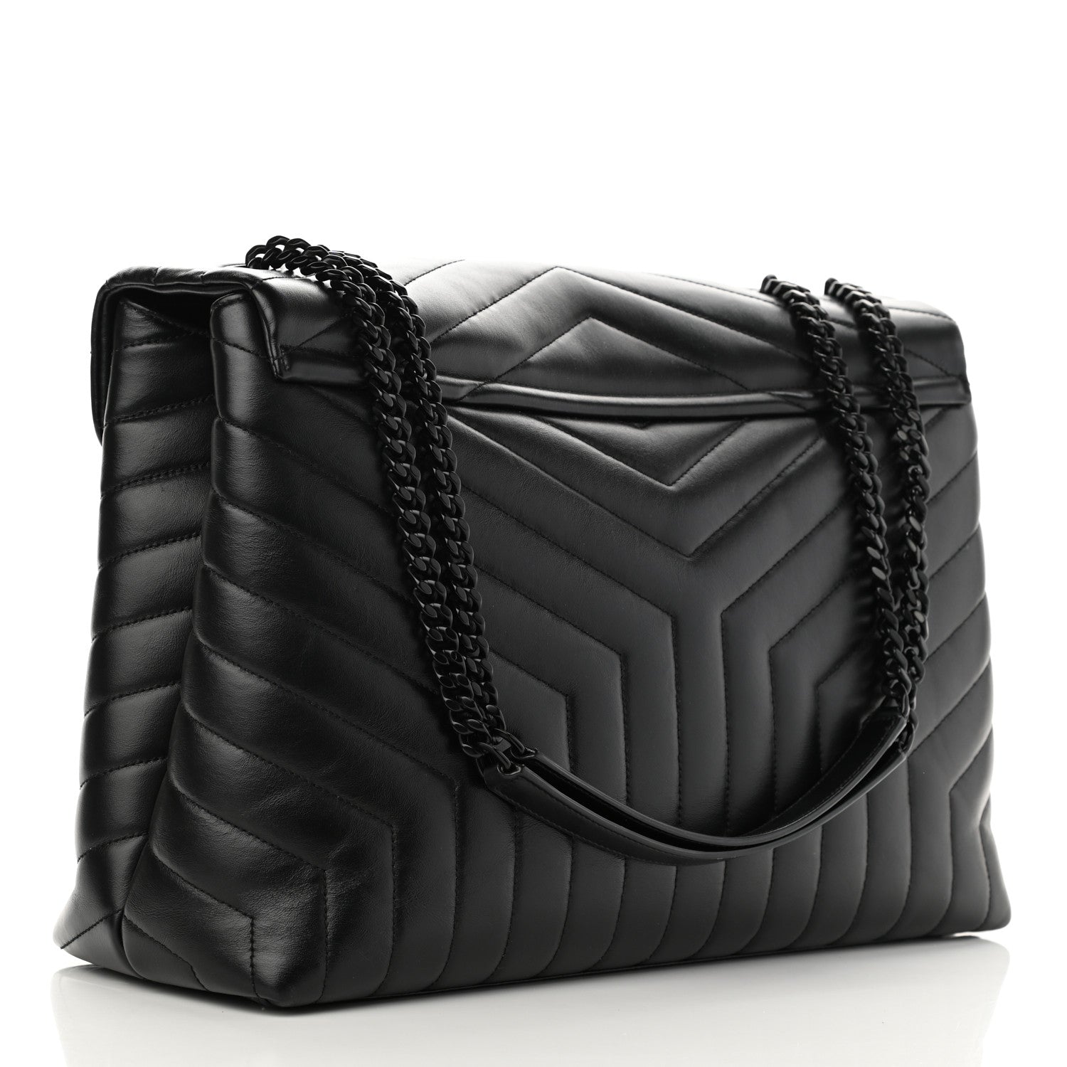 Saint Laurent Calfskin Y Quilted Monogram Large Loulou Chain Satchel Black 3 of 12