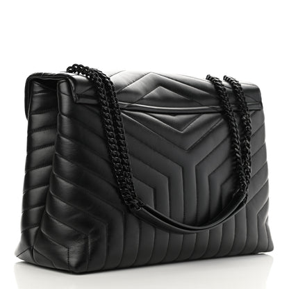 Saint Laurent Calfskin Y Quilted Monogram Large Loulou Chain Satchel Black 3 of 12