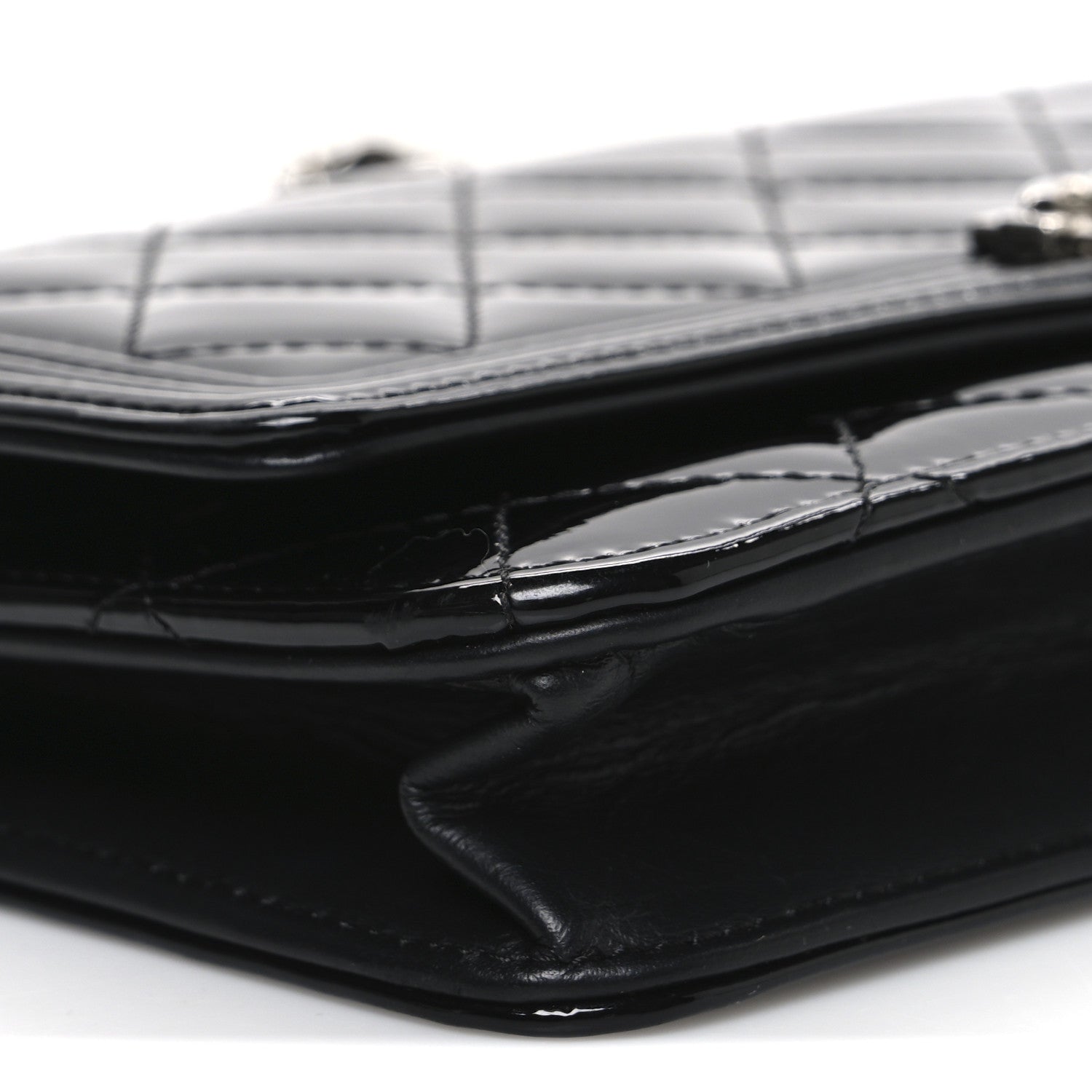 Chanel Patent Calfskin Quilted Boy Wallet On Chain WOC Black 10 of 11