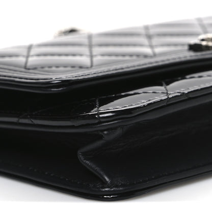 Chanel Patent Calfskin Quilted Boy Wallet On Chain WOC Black 10 of 11