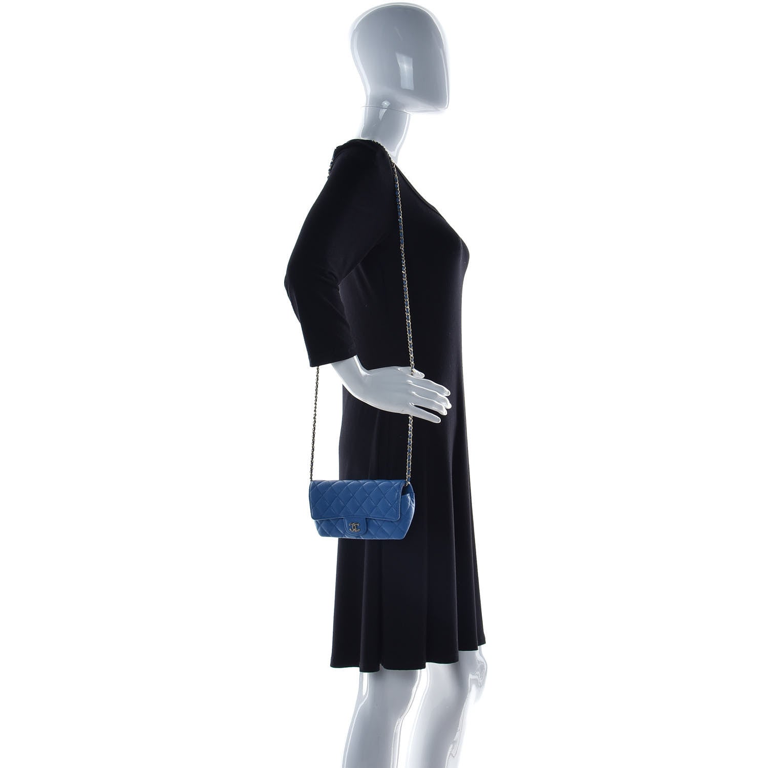 Chanel Caviar Quilted Glasses Case With Chain Blue 2 of 12