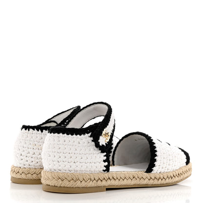 Chanel Braided Knit Cap Toe CC Ankle Strap Espadrilles 41 White Black 4 of 10