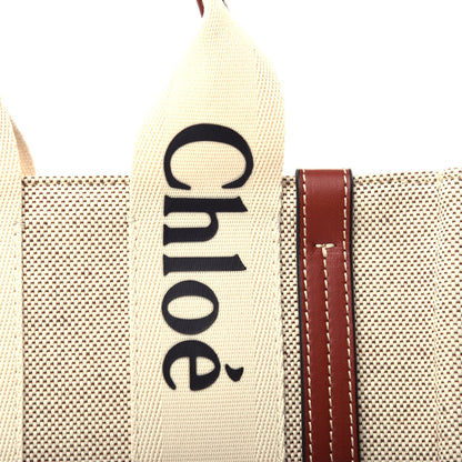 Chloe Cotton Calfskin Small Woody Ribbon Tote White Brown 10 of 10