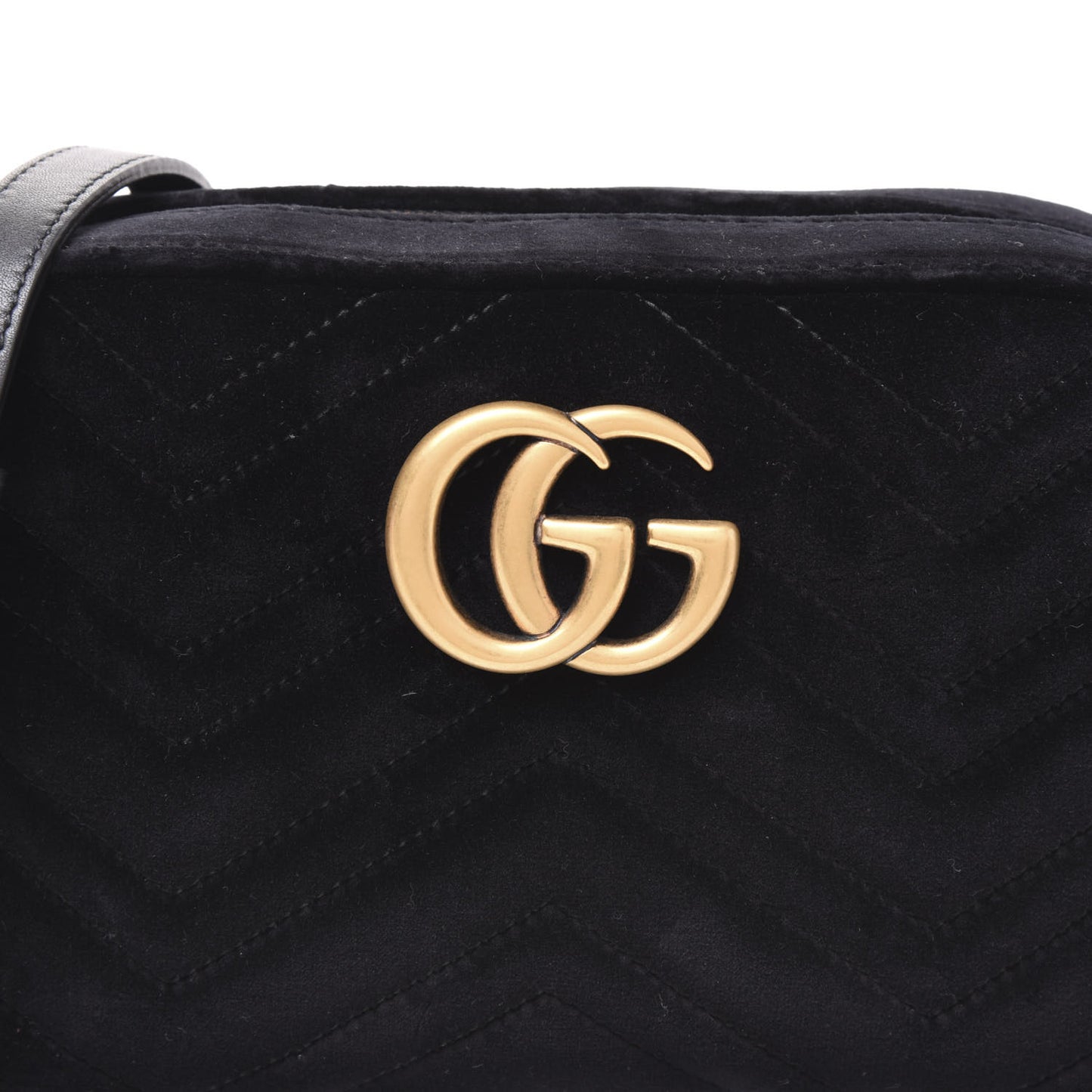 Velvet Matelasse Small GG Marmont Chain Shoulder Bag Black