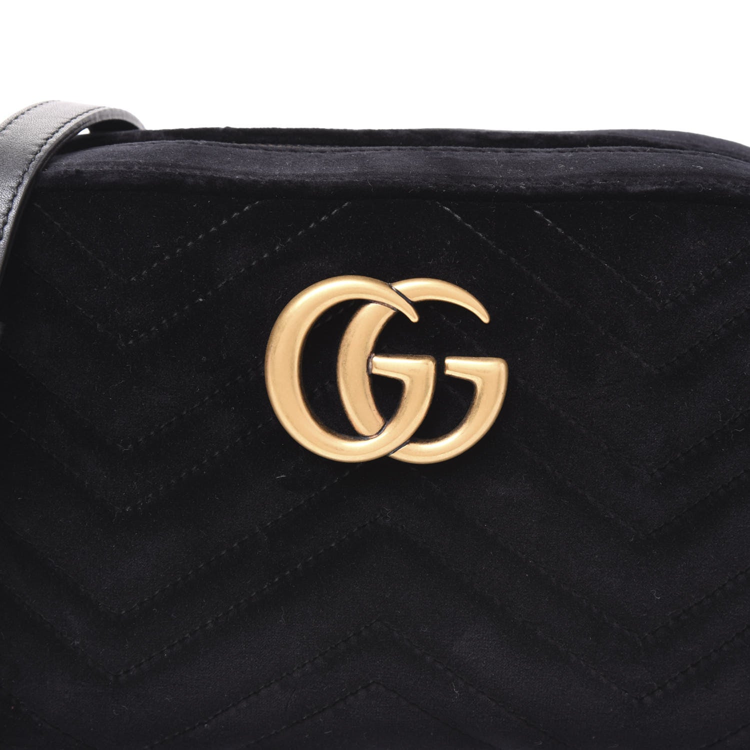 Gucci Velvet Matelasse Small GG Marmont Chain Shoulder Bag Black 9 of 9