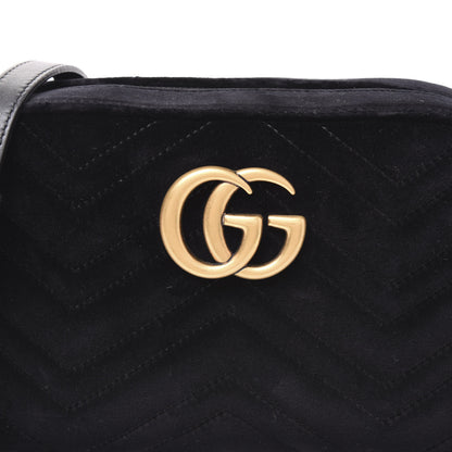 Gucci Velvet Matelasse Small GG Marmont Chain Shoulder Bag Black 9 of 9