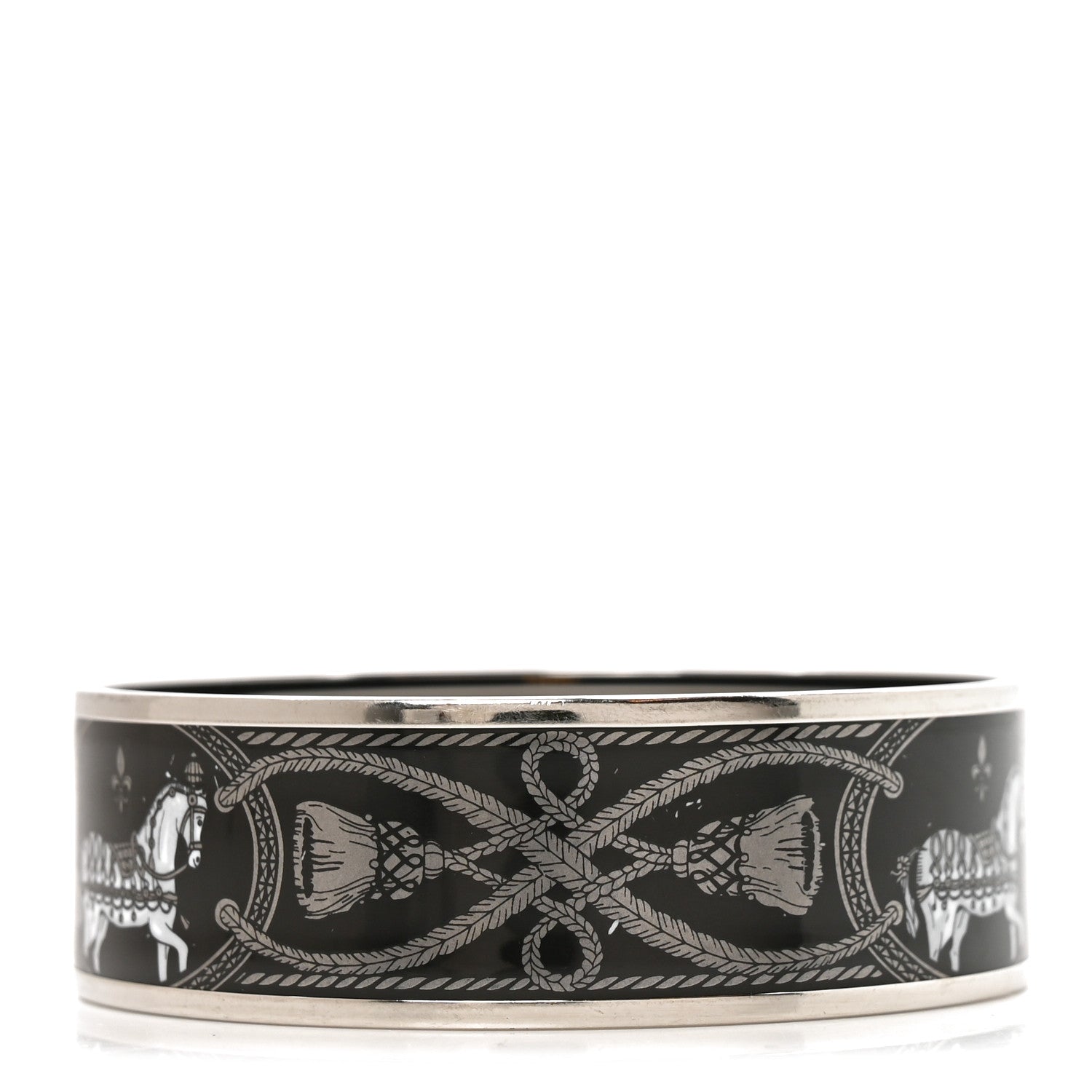 Hermes Enamel Printed Wide Grand Apparat Bracelet 65 Black 6 of 10