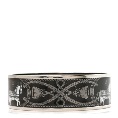 Hermes Enamel Printed Wide Grand Apparat Bracelet 65 Black 6 of 10