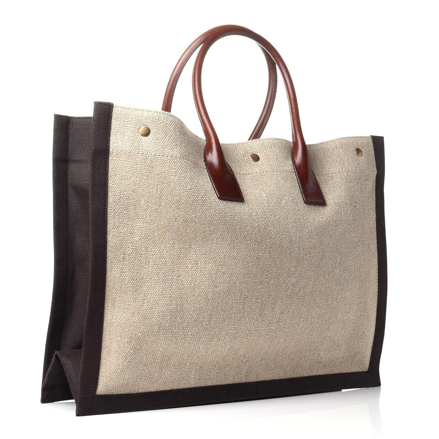 Saint Laurent Linen Calfskin Rive Gauche Tote Natural 2 of 9
