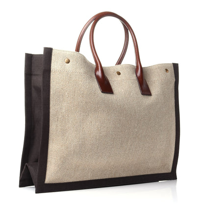 Saint Laurent Linen Calfskin Rive Gauche Tote Natural 2 of 9