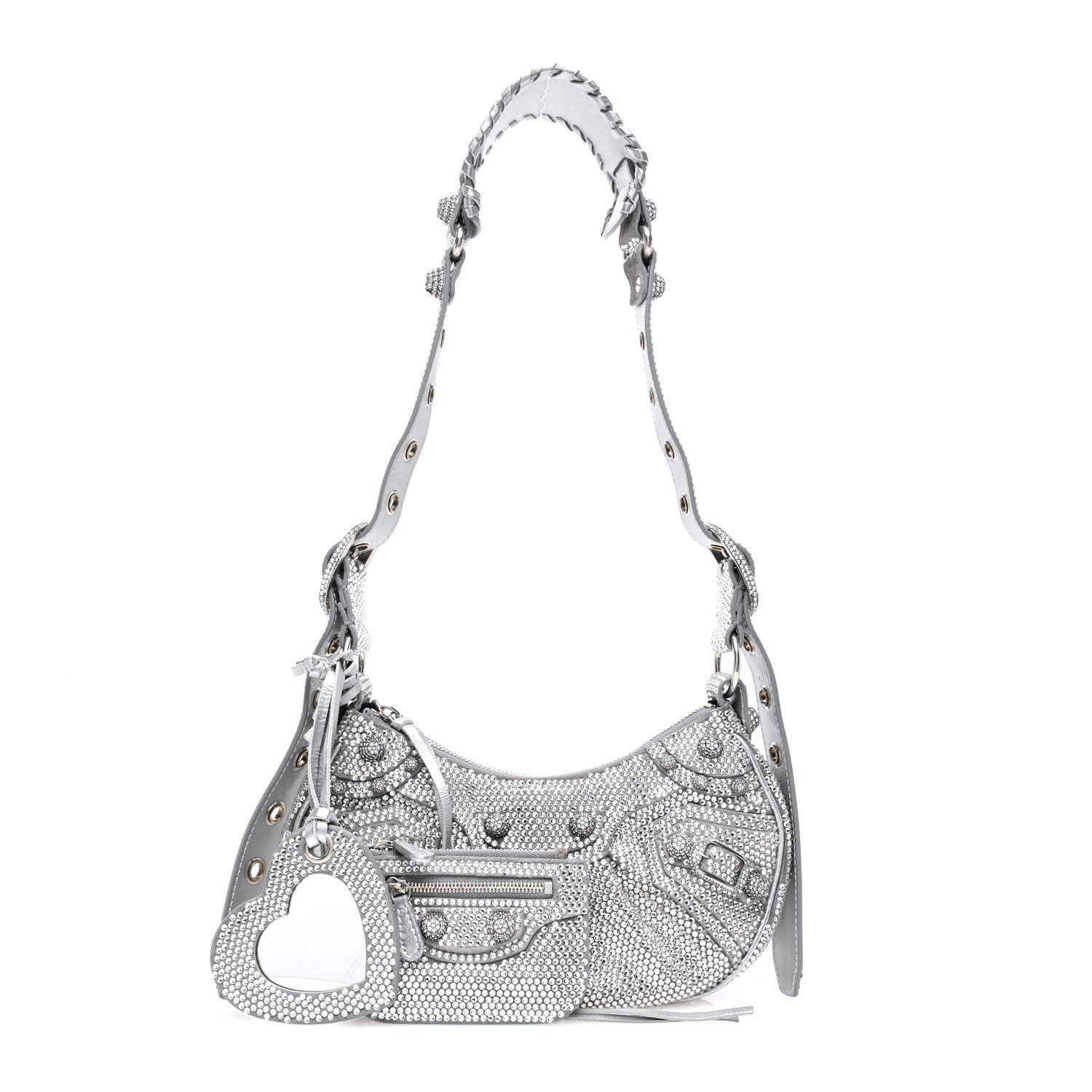 Balenciaga Rhinestone Encrusted Le Cagole Shoulder Bag XS Silver 3 of 10