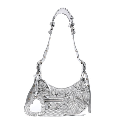Balenciaga Rhinestone Encrusted Le Cagole Shoulder Bag XS Silver 3 of 10