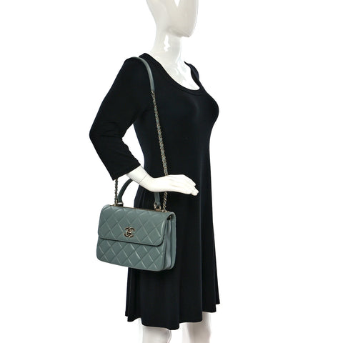 Lambskin Quilted Small Trendy CC Dual Handle Flap Bag Grey