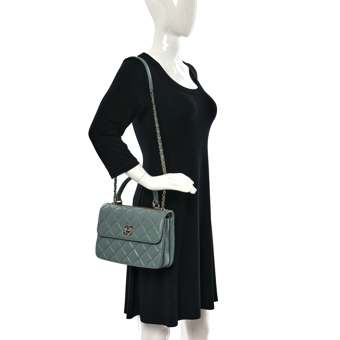Lambskin Quilted Small Trendy CC Dual Handle Flap Bag Grey