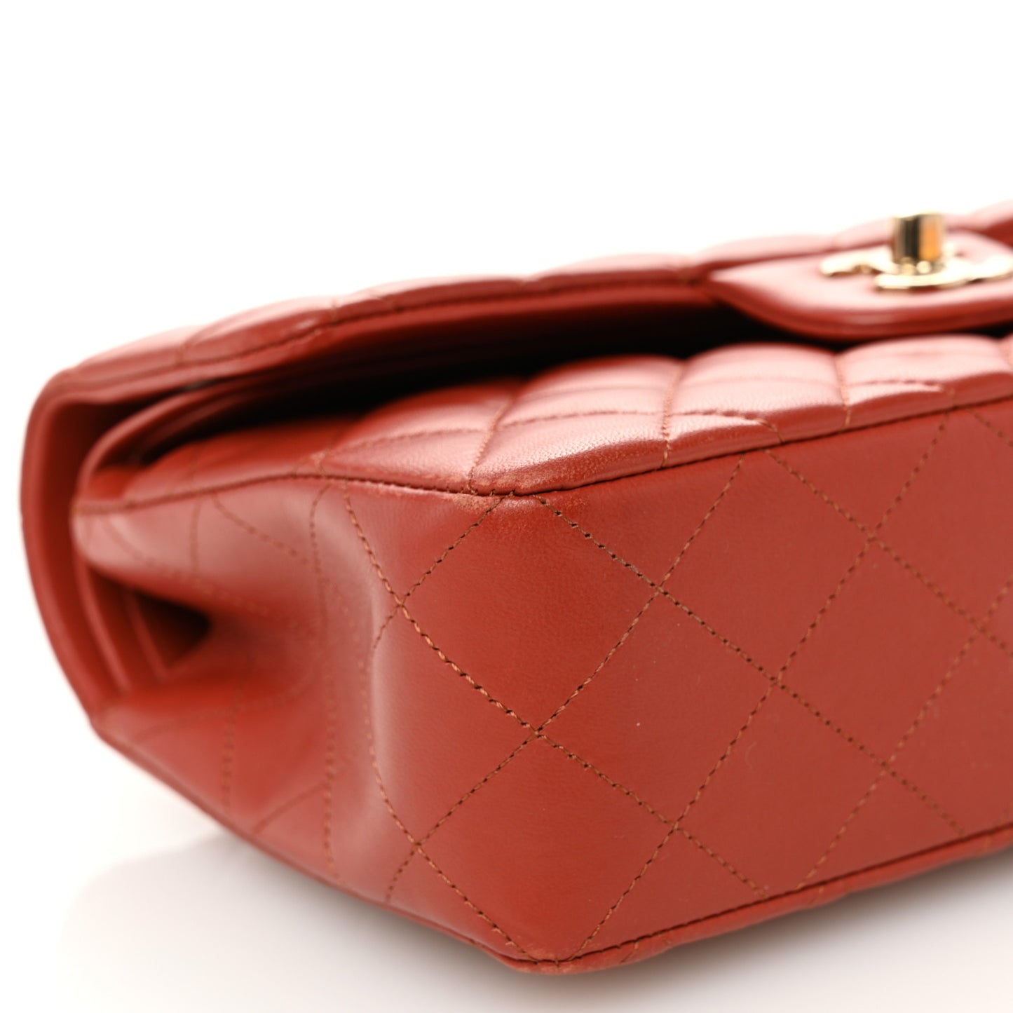 Lambskin Quilted Small Double Flap Brown