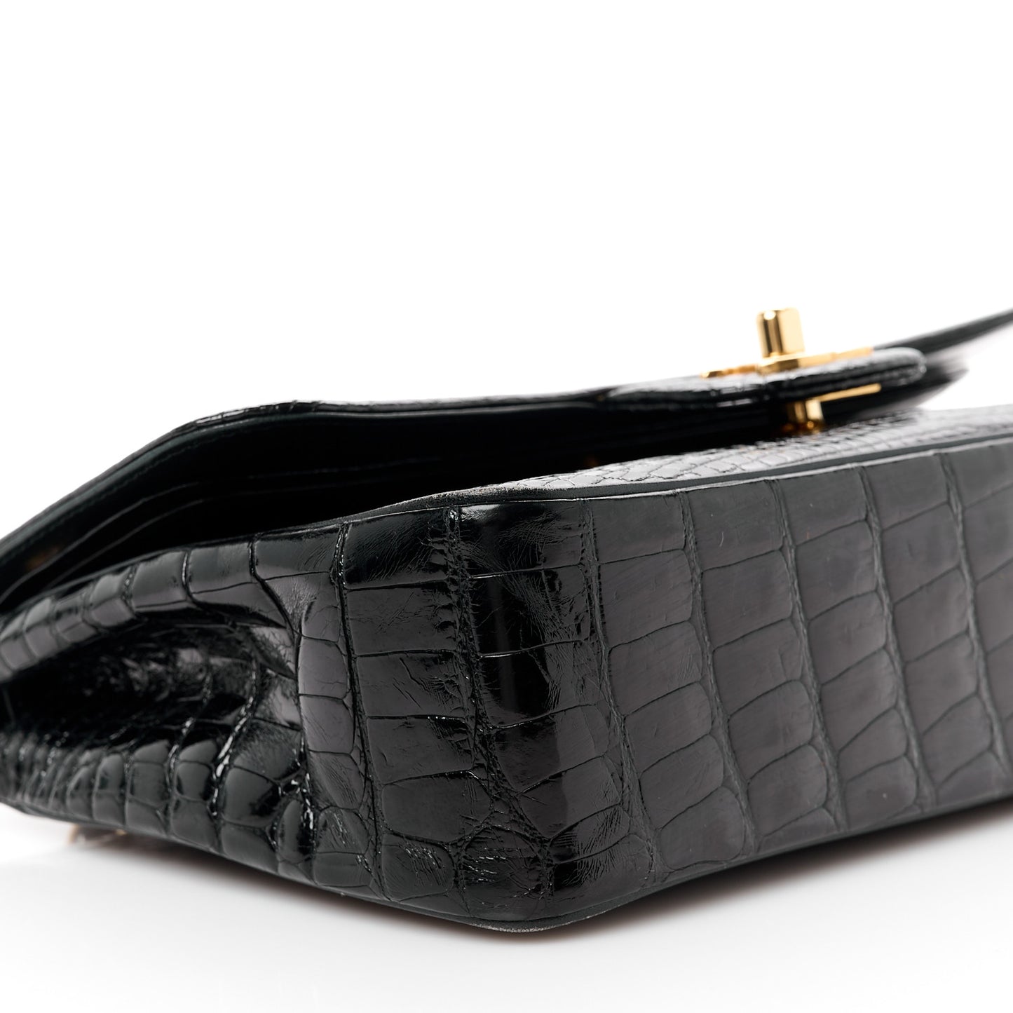 Alligator Small Double Flap Black