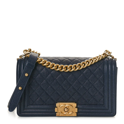 Chanel Caviar Quilted Medium Boy Flap Navy 1 of 10