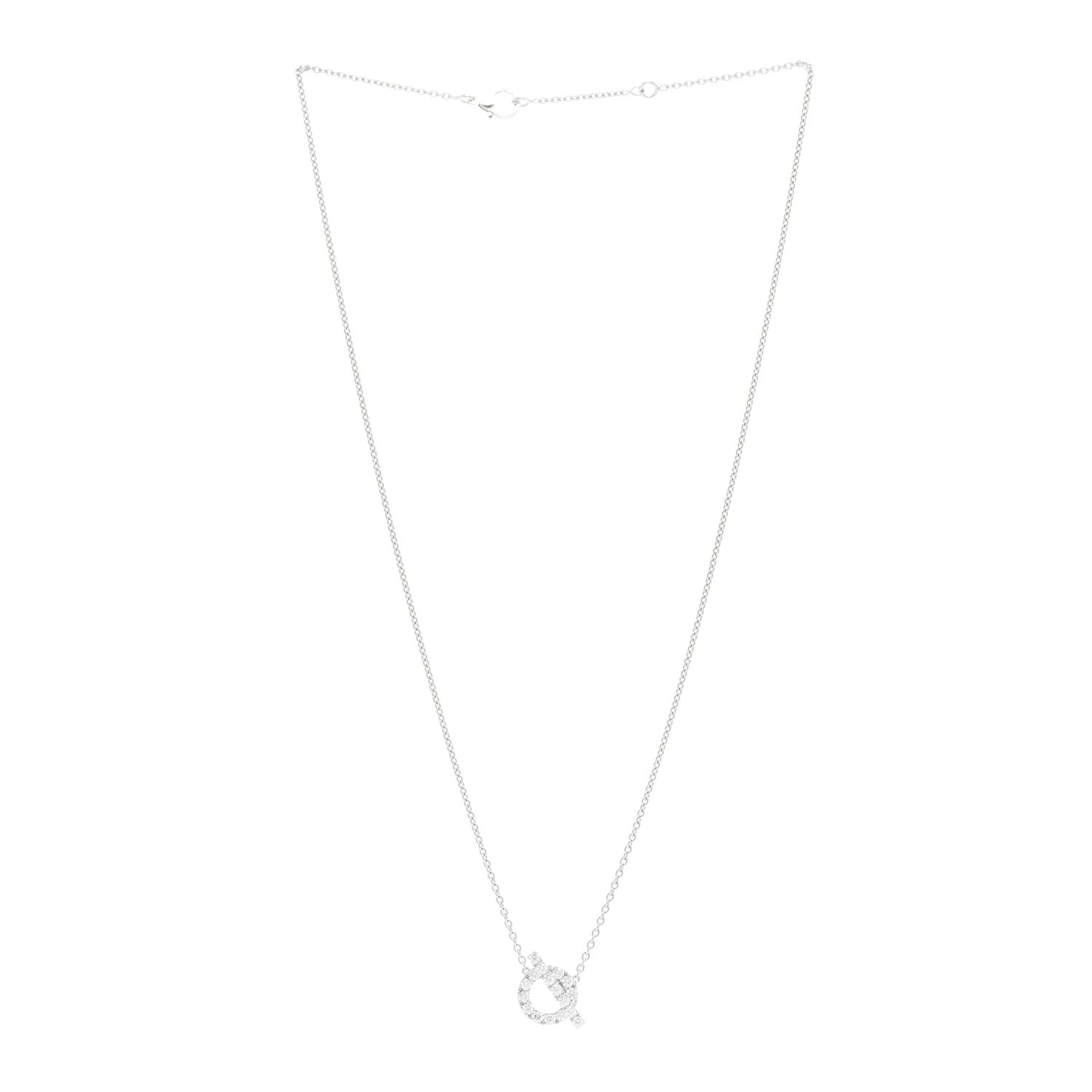 Hermes 18K White Gold Diamond Finesse Pendant Necklace 3 of 6
