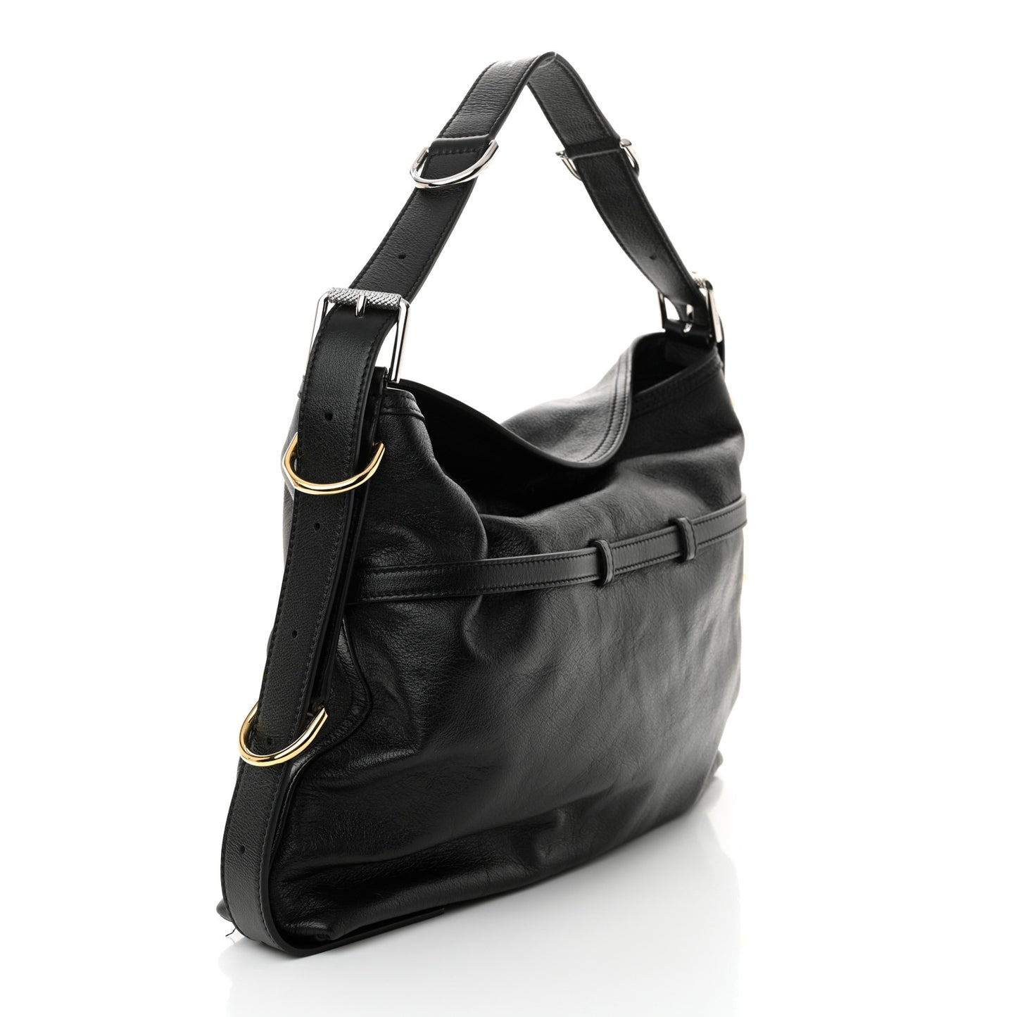 Tumbled Calfskin Corset Medium Voyou Bag Black