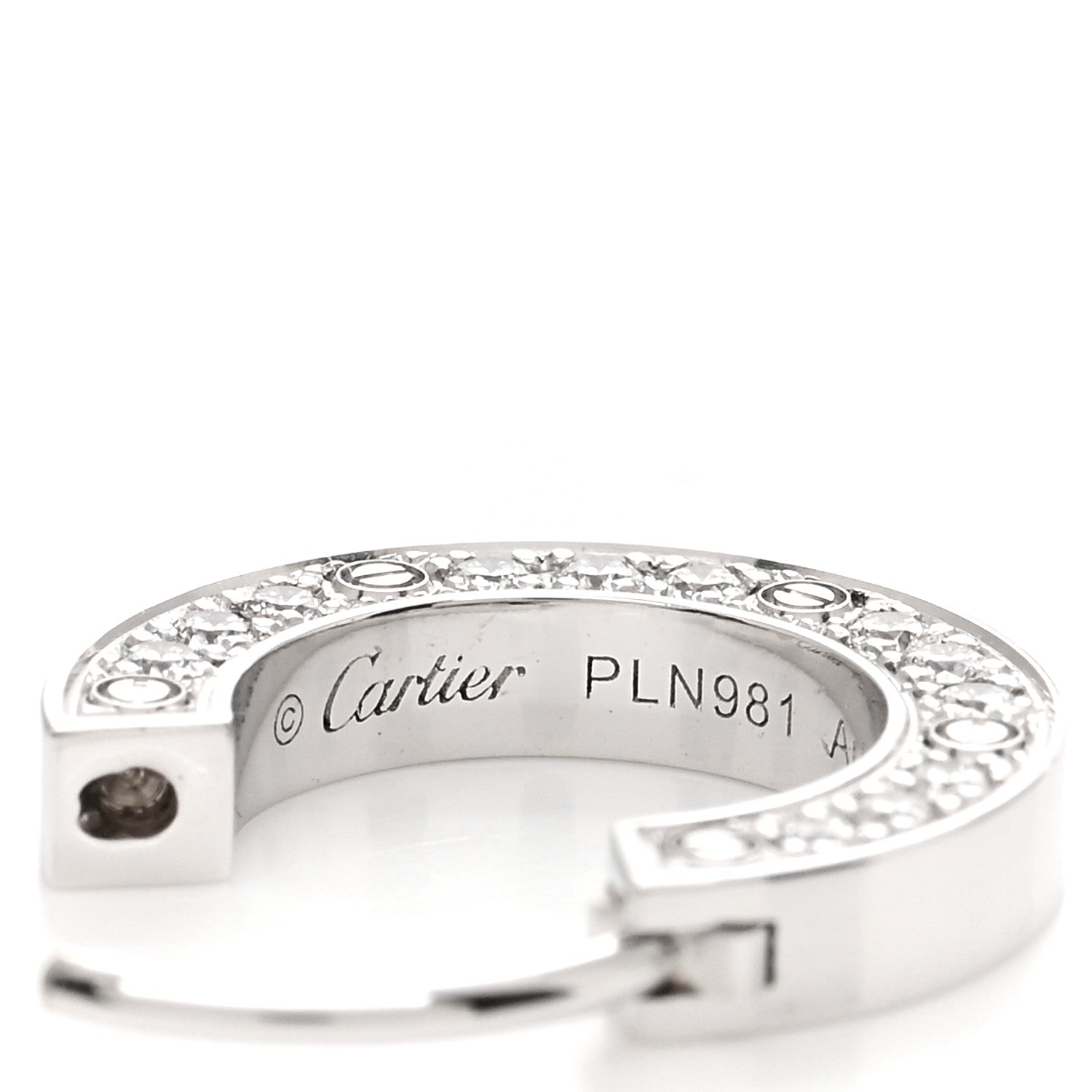 Cartier 18K White Gold Diamond Pave Single LOVE Hoop Earring 4 of 5