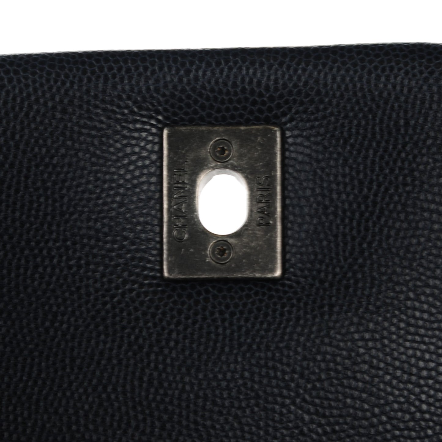 Caviar Quilted Large Coco Handle Flap Navy Blue