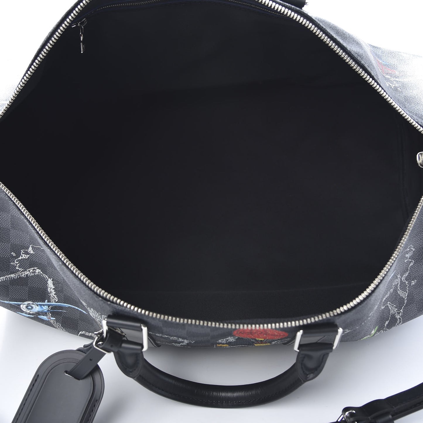 Damier Graphite World Map Keepall Bandouliere 50