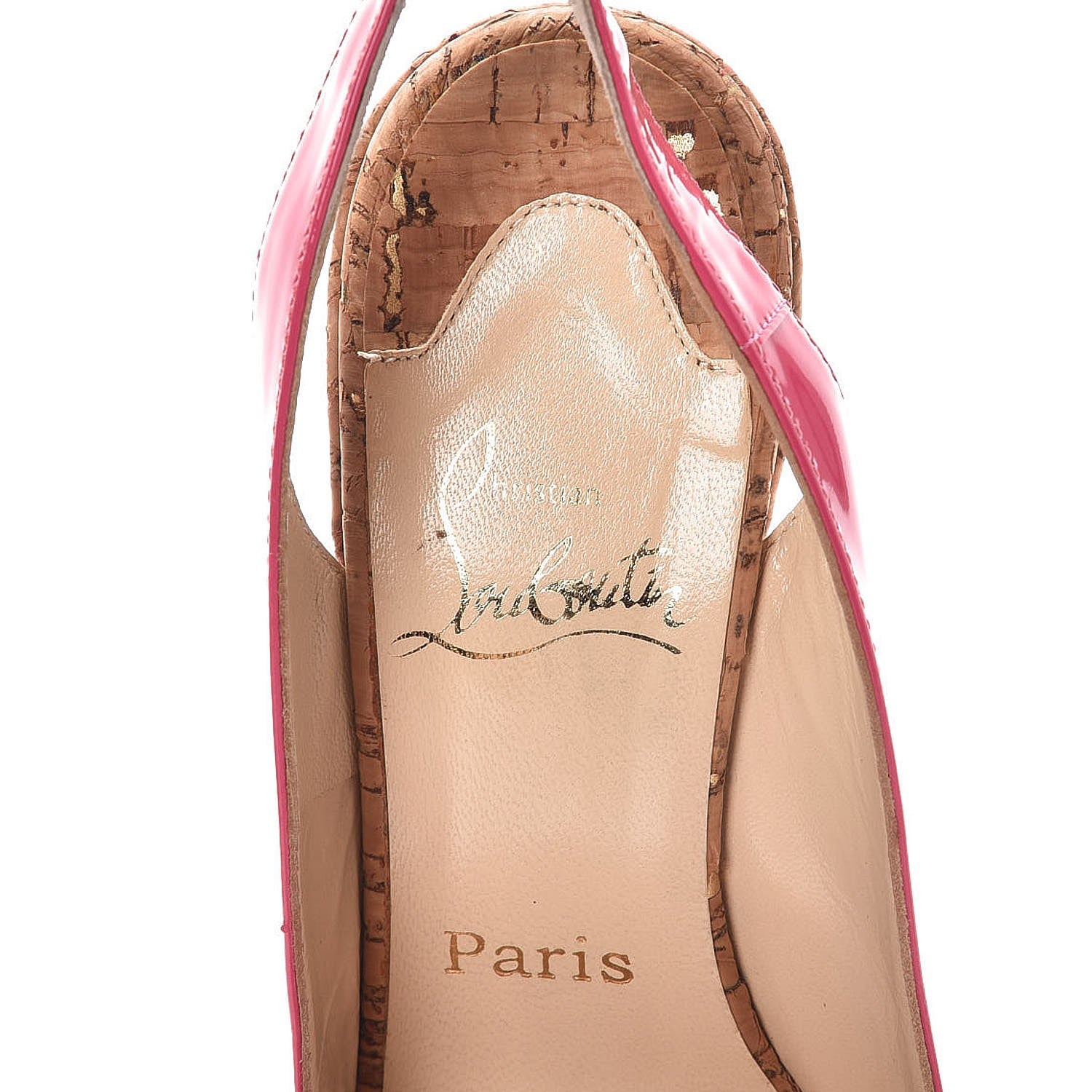 Christian Louboutin Patent Cork Marpoil Wedges 38 Pink 9 of 12