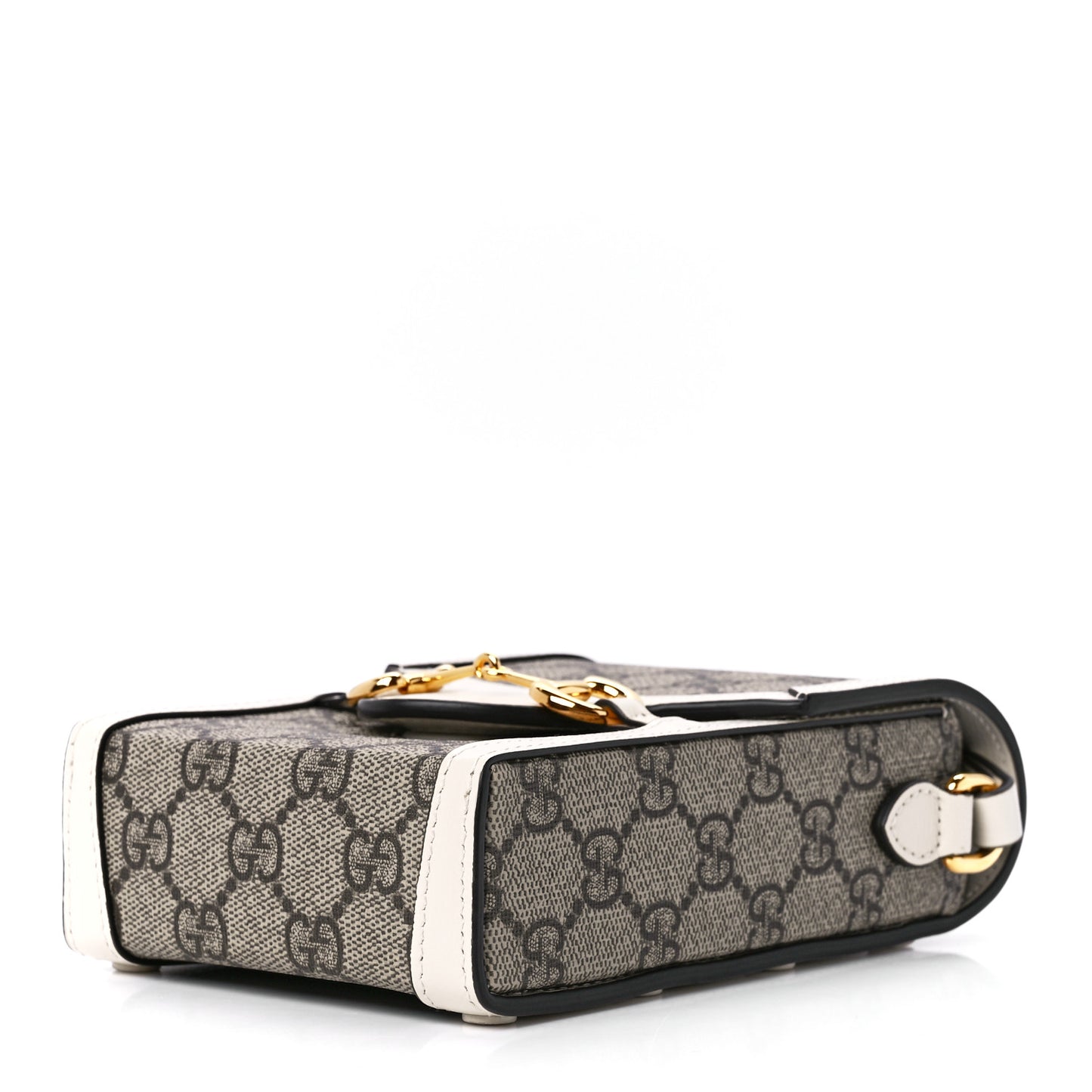GG Supreme Monogram Azalea Calfskin Mini Horsebit 1955 Crossbody Bag Beige Ebony Mystic White