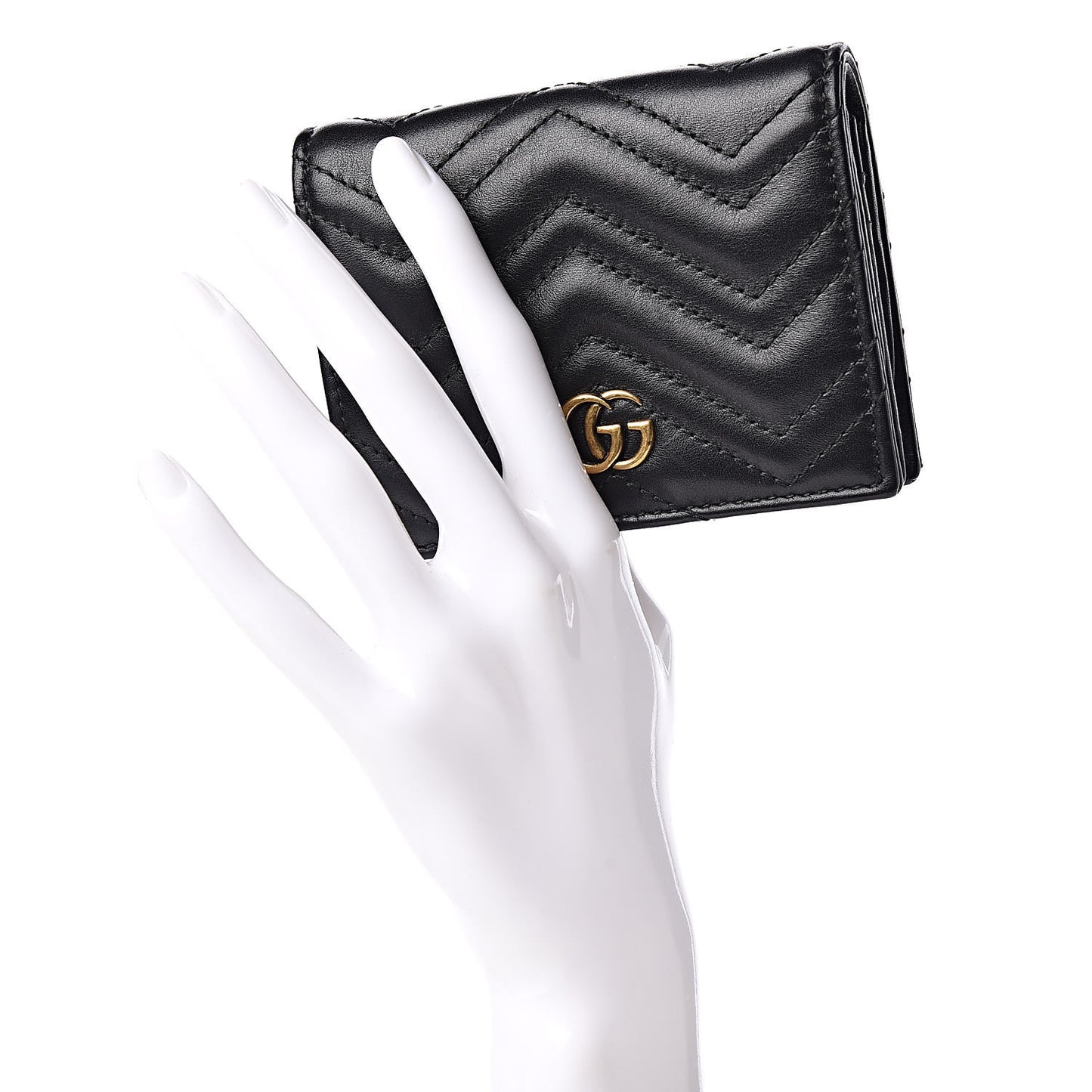 Calfskin Matelasse GG Marmont Card Case Black