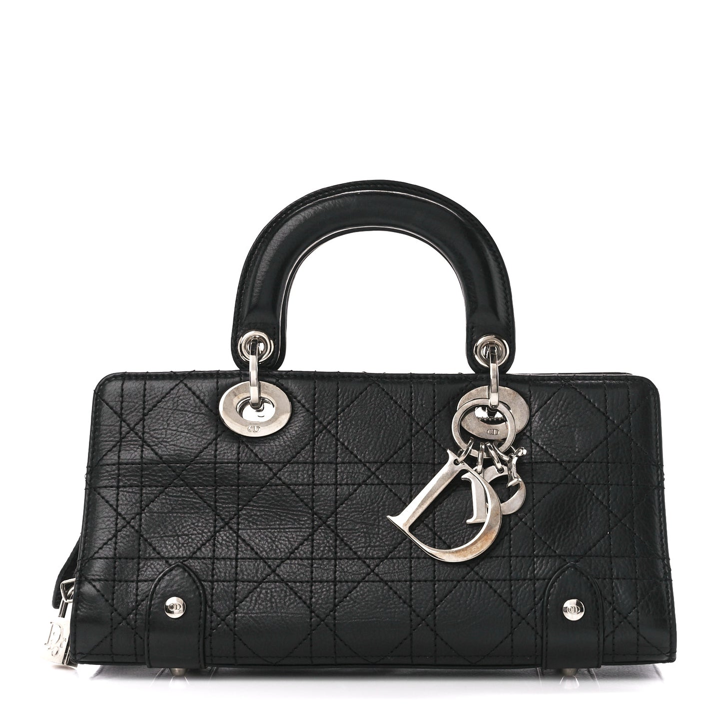 Calfskin Cannage Stitched Small East West Lady Dior Black
