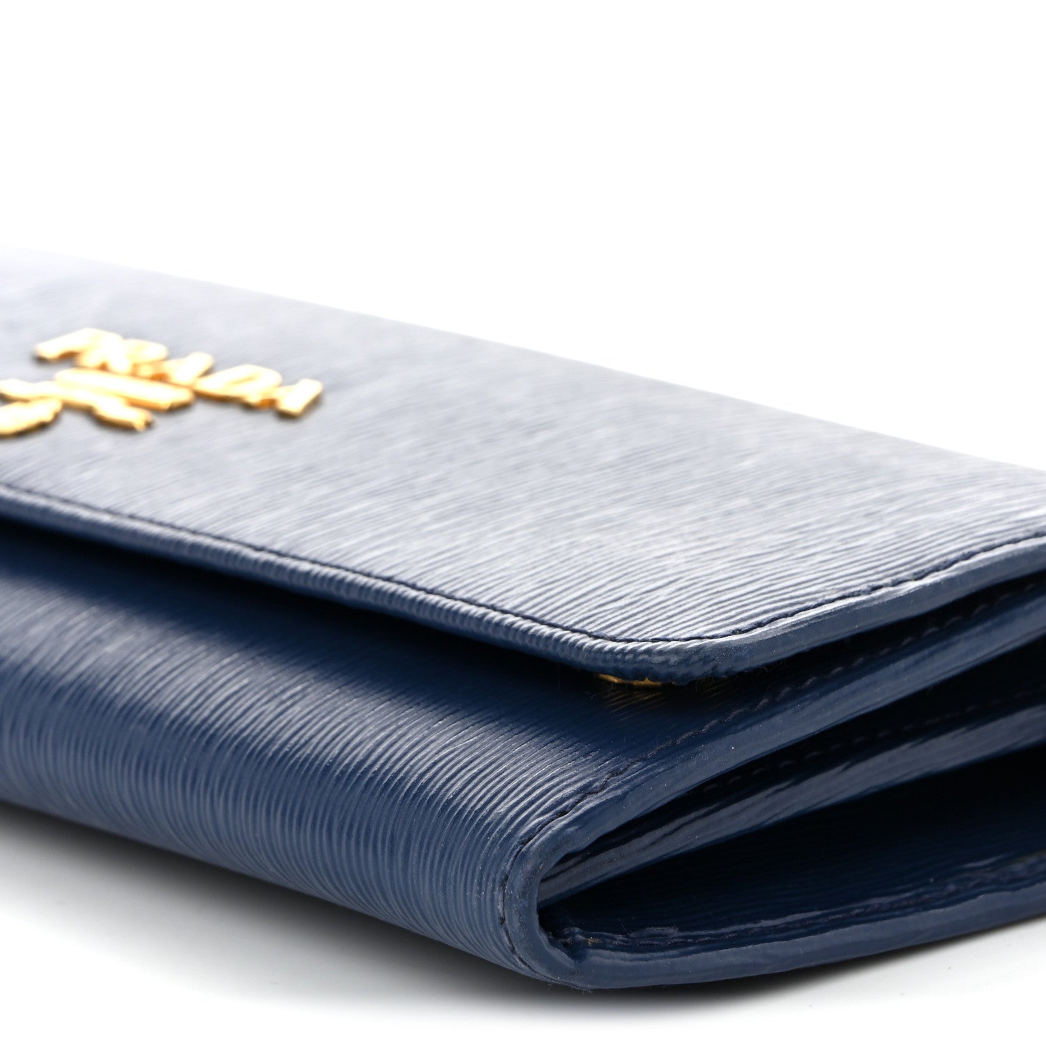 Prada Vitello Move Metal Oro Chain Wallet Bluette 11 of 11
