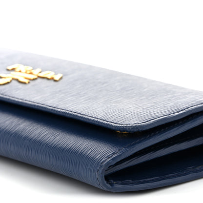 Prada Vitello Move Metal Oro Chain Wallet Bluette 11 of 11