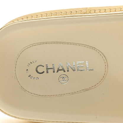 Chanel Lambskin Cha-Nel Mule Sandals 38 Ivory Multicolor 6 of 11