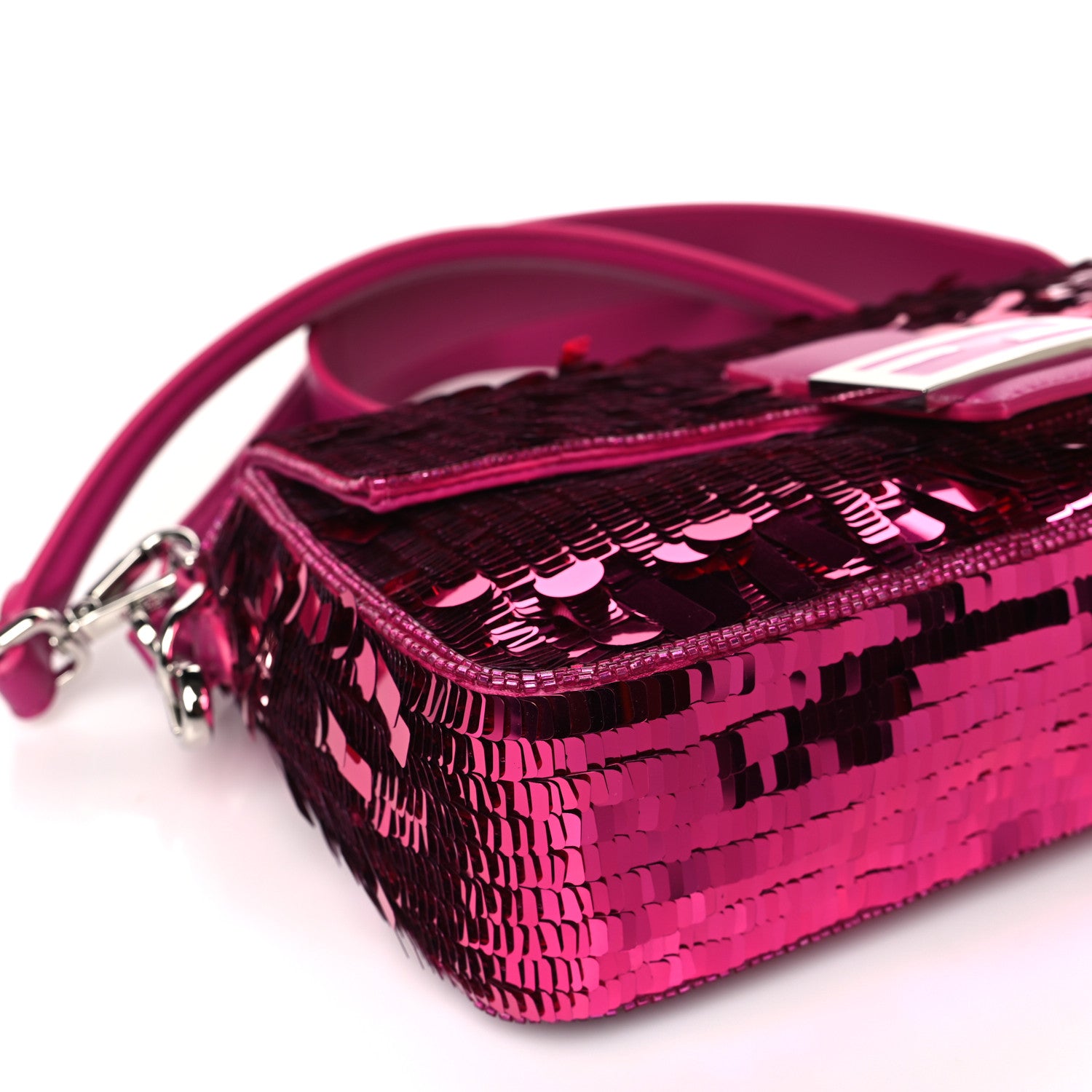 Fendi Sequin Paillettes Shiny Nappa Sex and the City Baguette Ciclamino Pilar 8 of 10