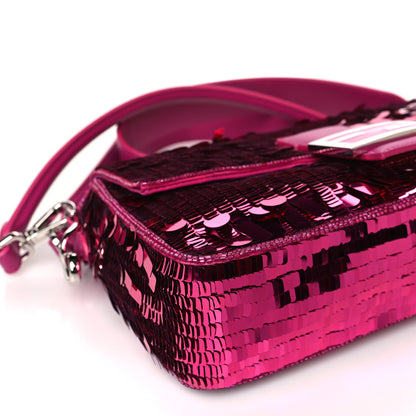 Fendi Sequin Paillettes Shiny Nappa Sex and the City Baguette Ciclamino Pilar 8 of 10