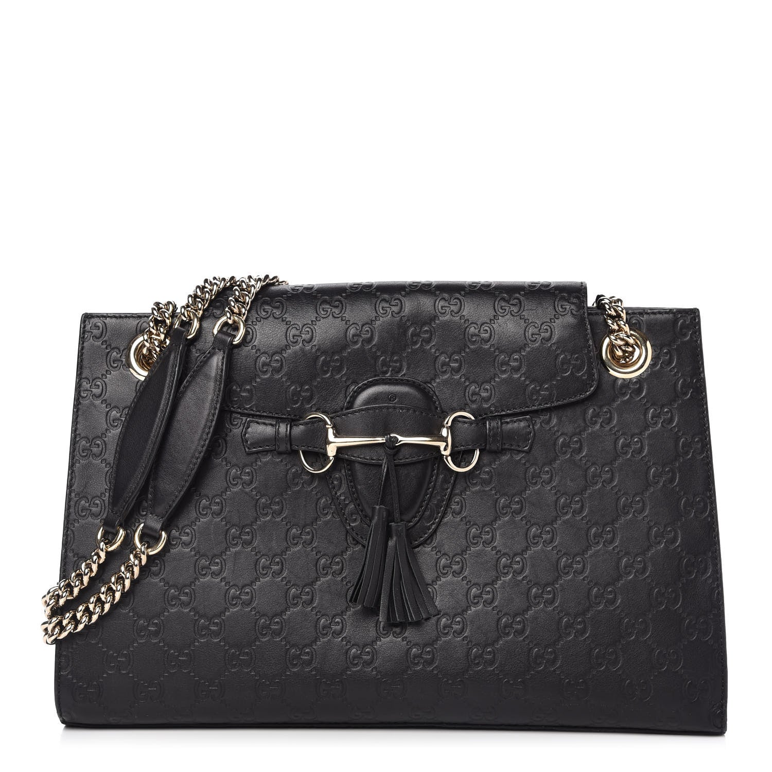 Gucci Guccissima Large Emily Chain Shoulder Bag Black 1 of 10