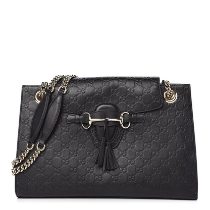 Gucci Guccissima Large Emily Chain Shoulder Bag Black 1 of 10