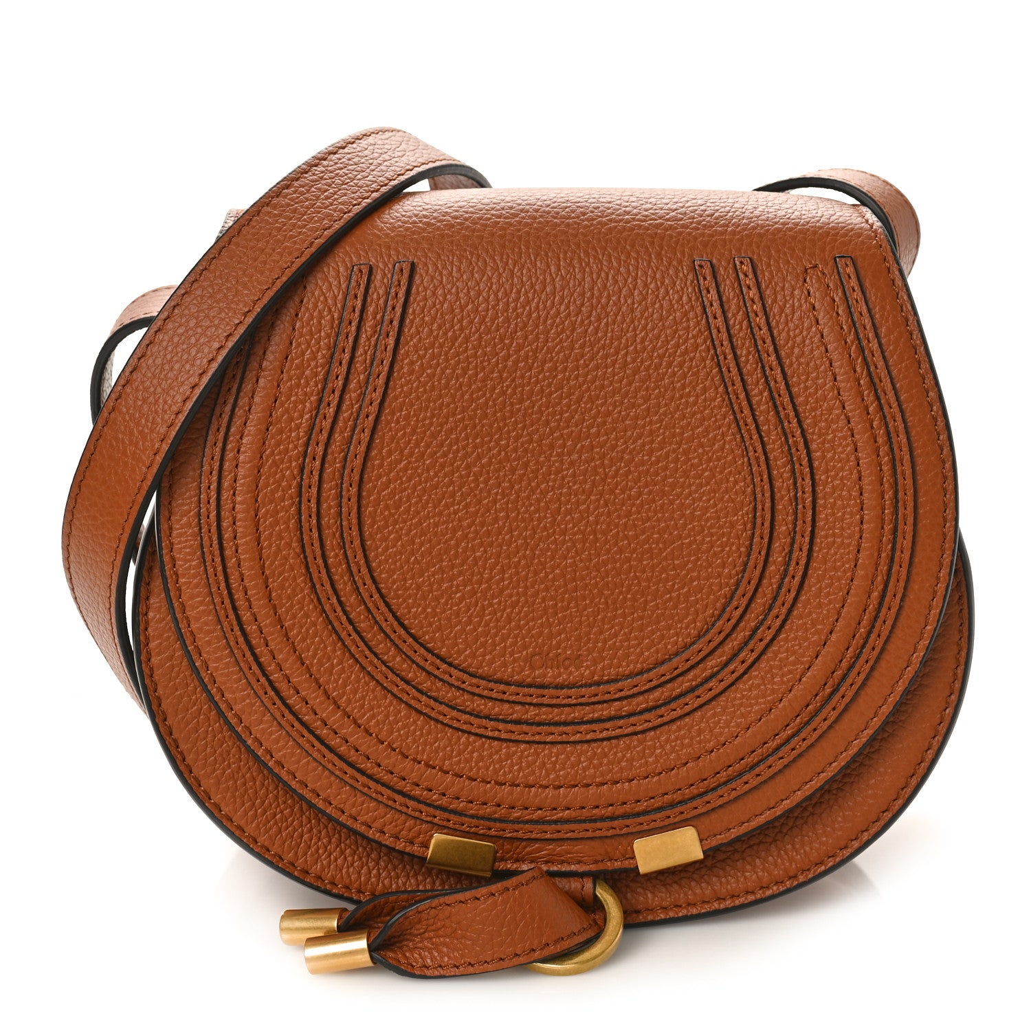 Chloe Grained Calfskin Small Marcie Saddle Bag Tan 1 of 8