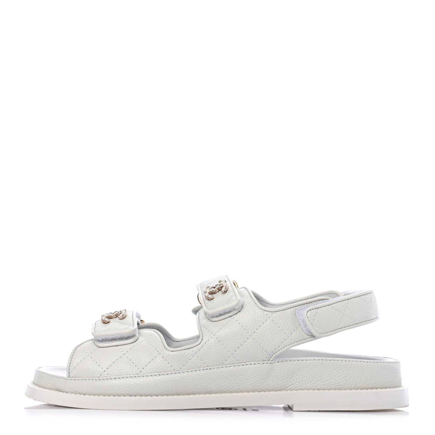 Grained Calfskin Velcro Dad Sandals 38 White