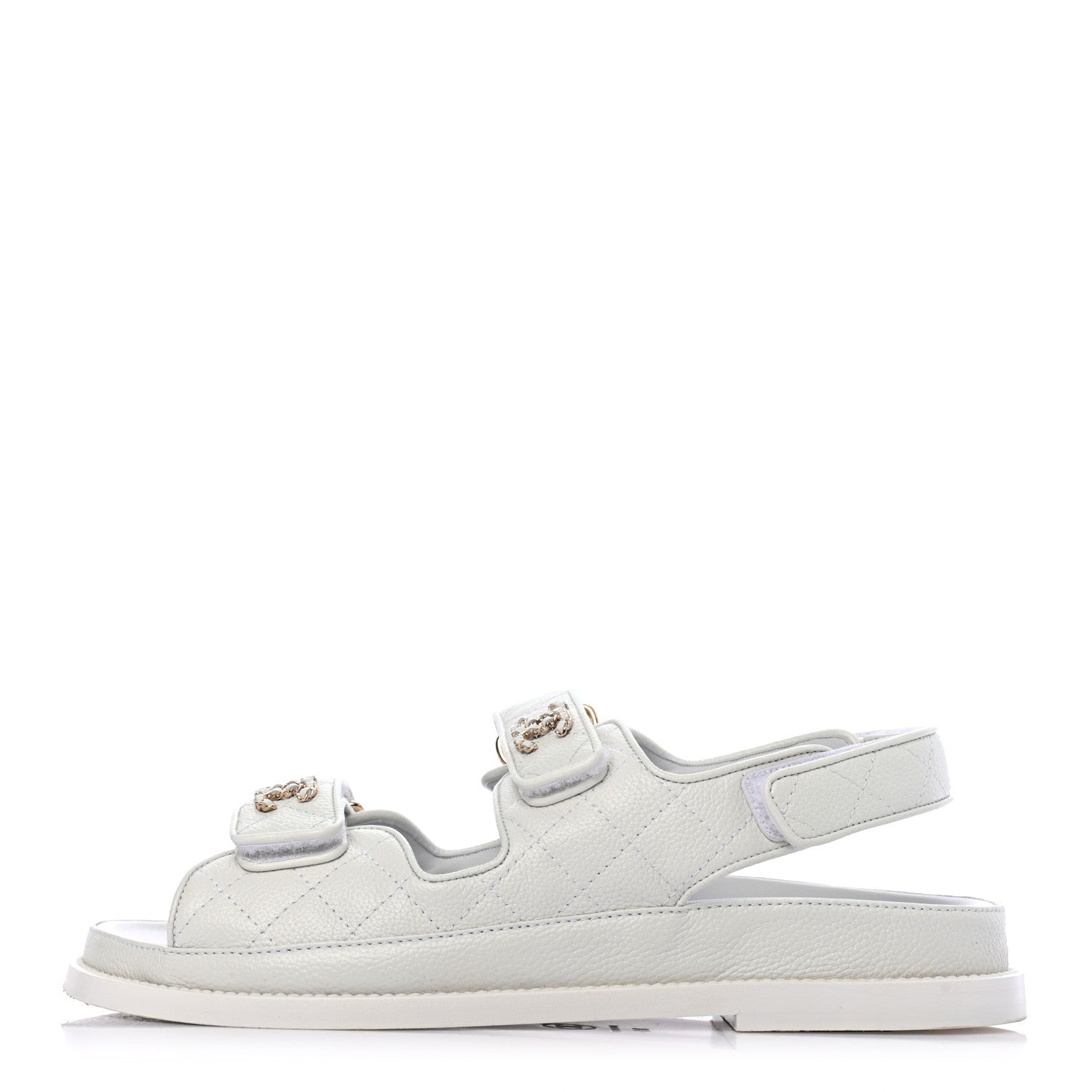 Chanel Grained Calfskin Velcro Dad Sandals 38 White 1 of 9
