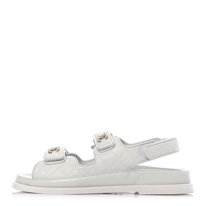 Chanel Grained Calfskin Velcro Dad Sandals 38 White 1 of 9