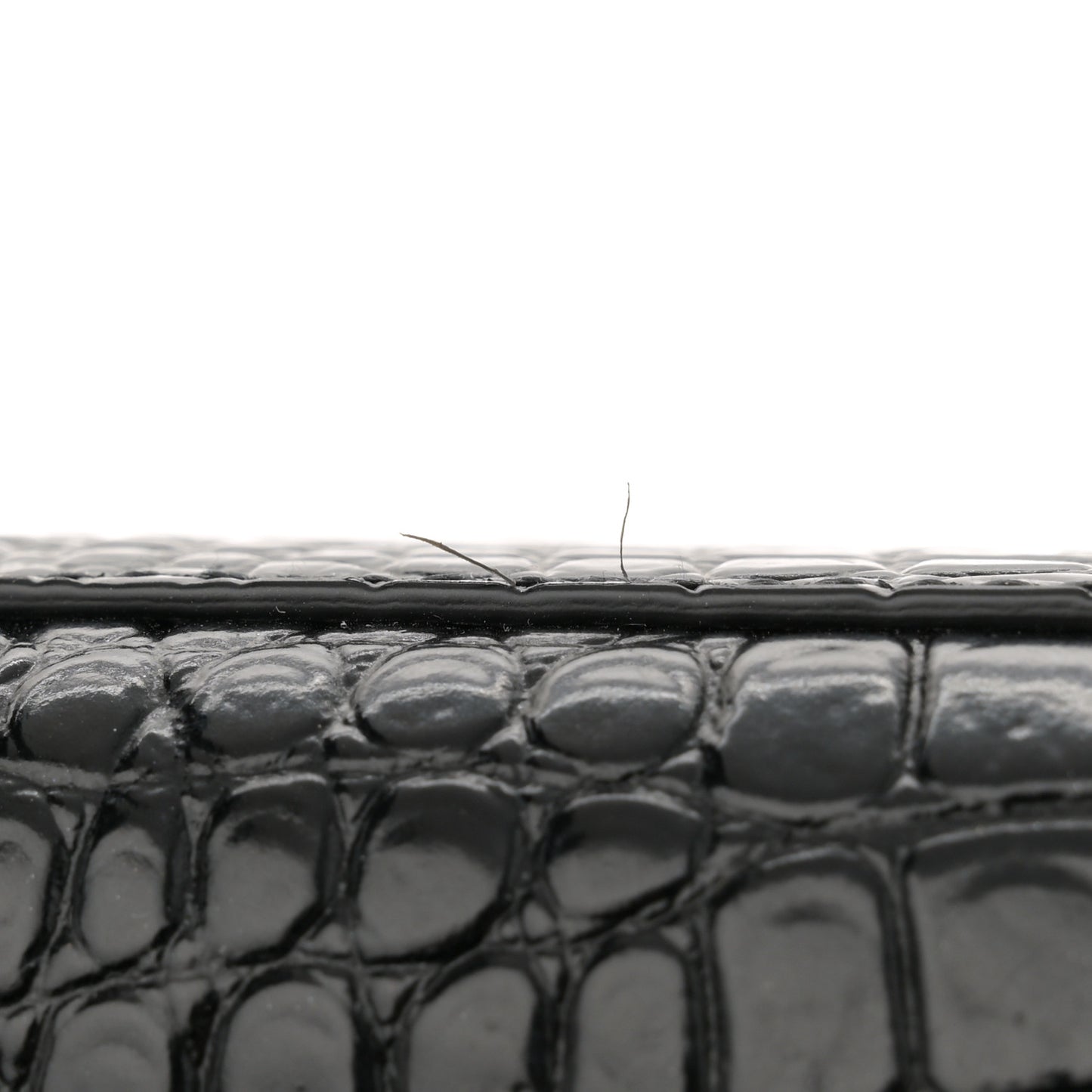 Calfskin Crocodile Embossed Medium Classic Monogram Kate Tassel Satchel Black