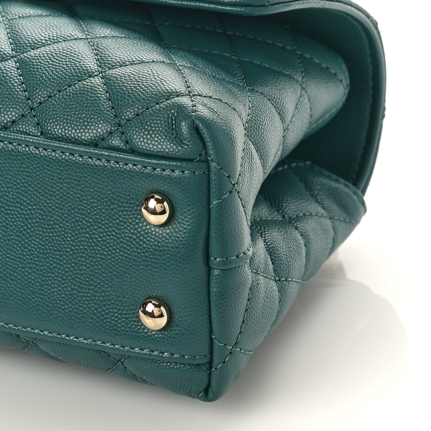 Caviar Quilted Mini Coco Handle Flap Green